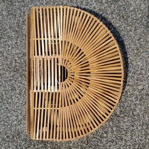 Vintage bamboo half moon bag